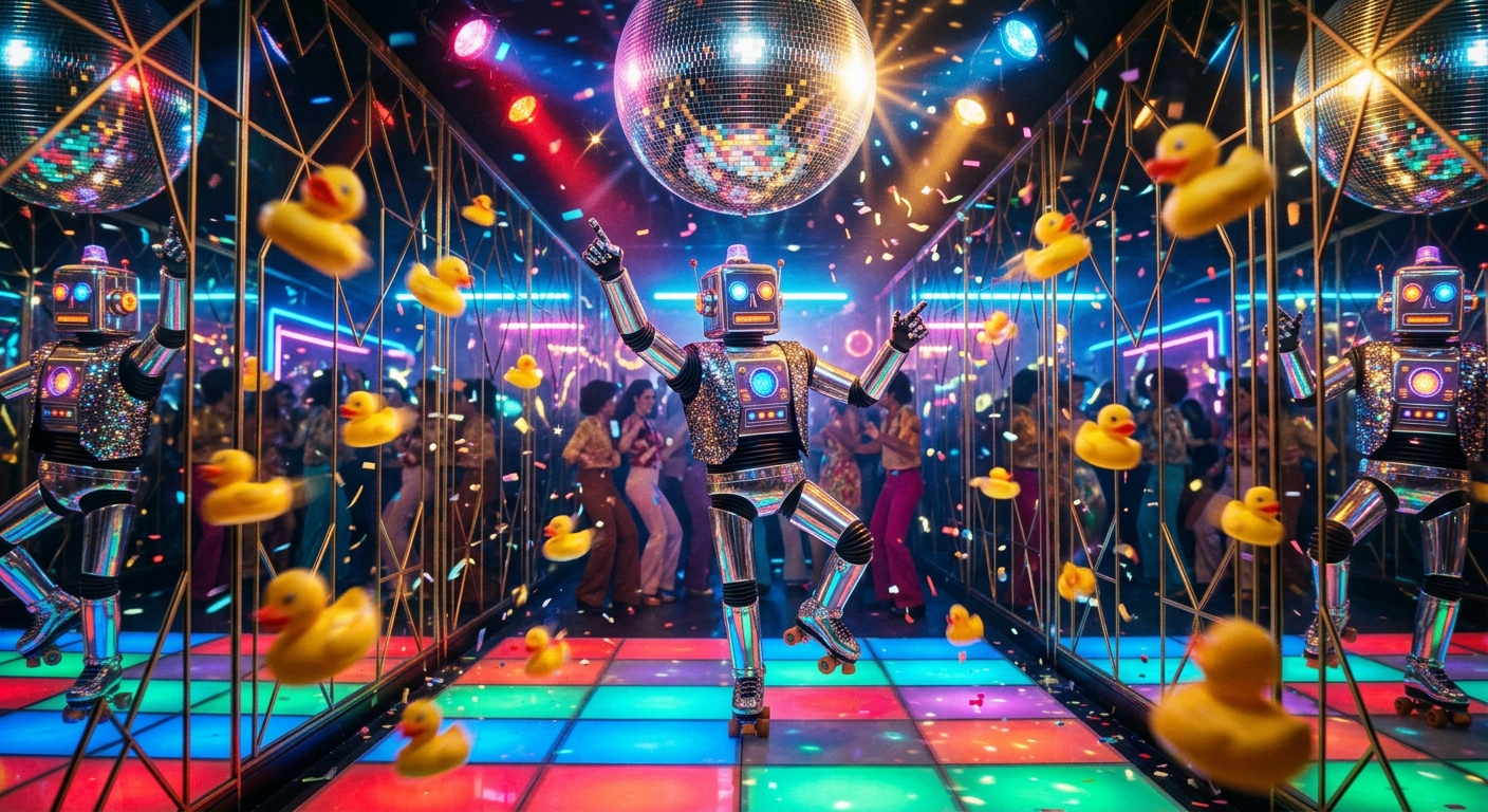 Disco robot with rubber ducks